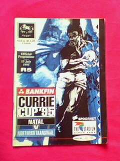 Official rugby programme of 1995 Natal vs Northern Transvaal.