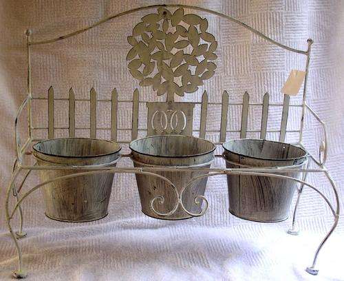 Three bucket iron planter - 56 x 46 x 22 cm