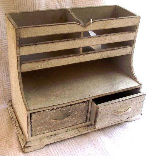 Rustic wooden shelve with two drawers - 35 x 18 x 28 cm