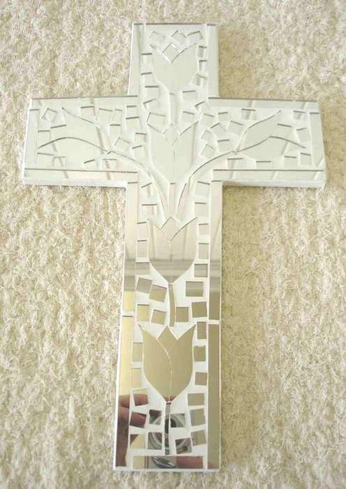 White Tulip mosaic cross