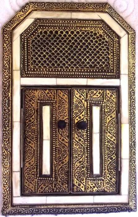 Handmade Moroccan Imported Metal and white window mirror - 38 x 24 cm