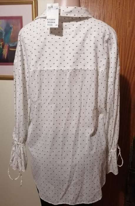 Black Polka Dot White Top