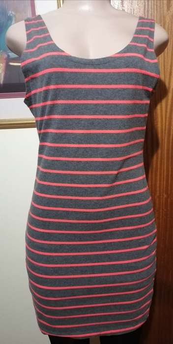 Sleeveless Grey With Orange Stripes Top