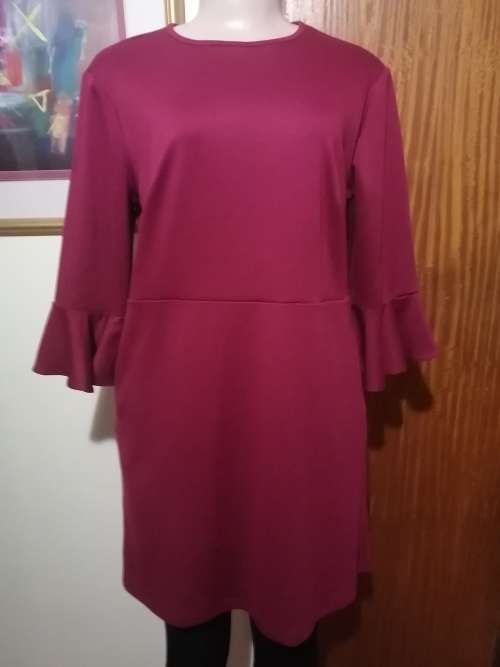 Maroon Dress With Bell Sleeve