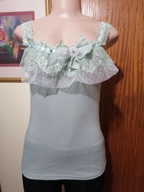 Mint Green Top With Lace Detail