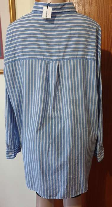 Blue Print Oversized Cotton Modal Blend Shirt