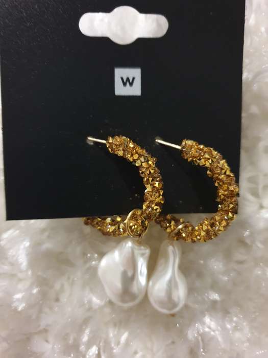 Gold with Faux Pearl Earrings