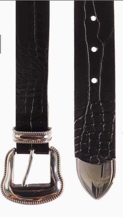 FOREVER 21 Black Rhinestone Buckle Faux Leather Belt