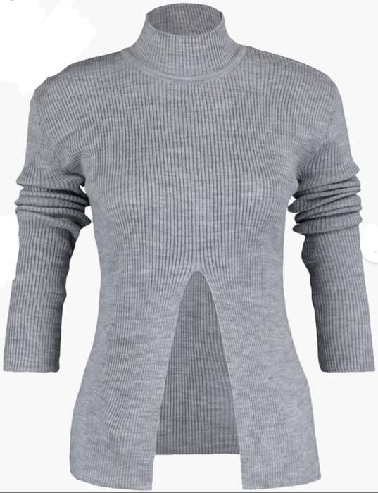 Trendyol Grey Detailef Stand Up Collar Sweater