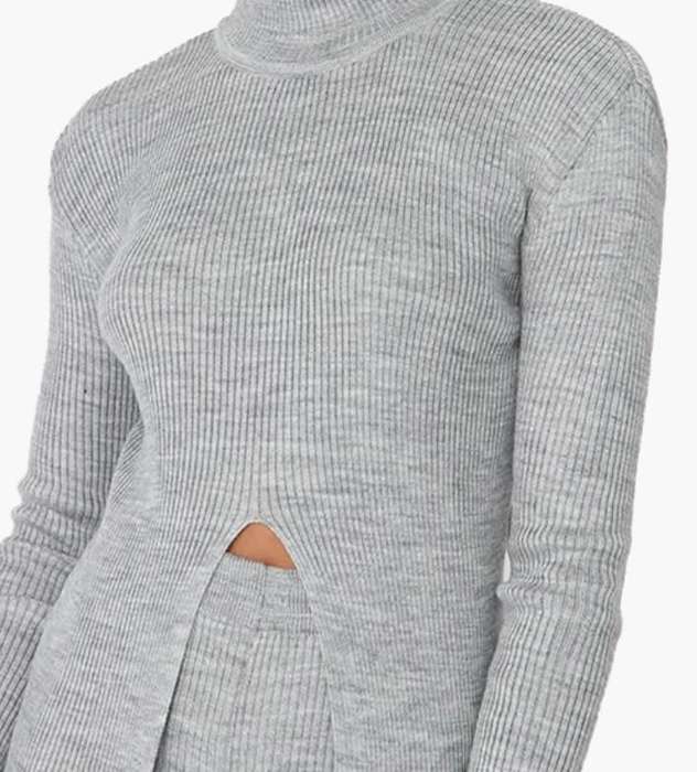 Trendyol Grey Detailef Stand Up Collar Sweater