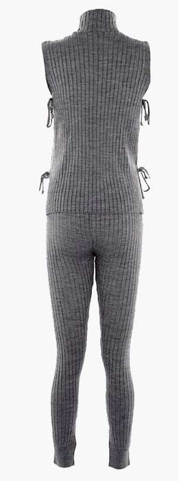 Trendyol Grey Ribbed High Neck Top and High Waist Leggings