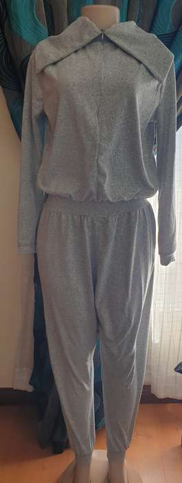 Grey Melange Funnel Neck Warm Handle Jumpsuit