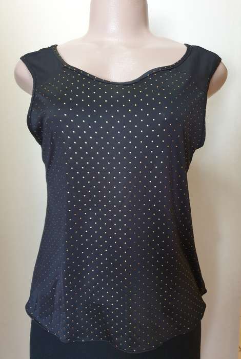Black With Gold Dots Sleeveless Top