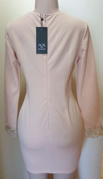 Nude Long Sleeve Mini Dress