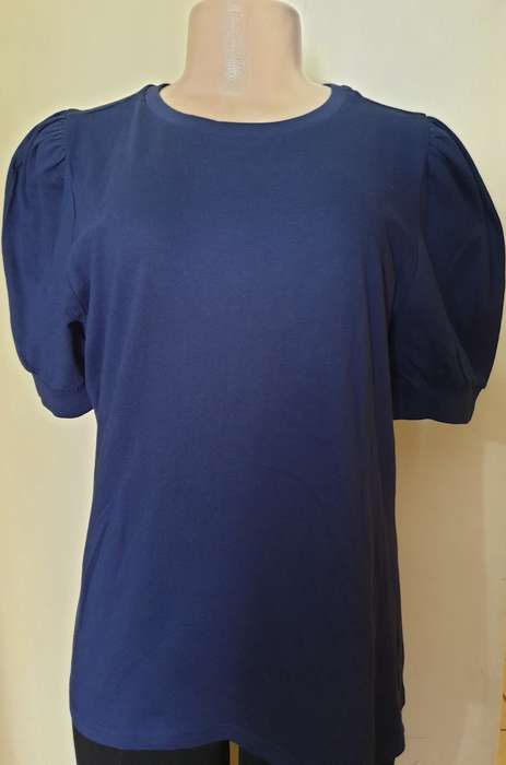 Navy Puff Sleeve T-Shirt