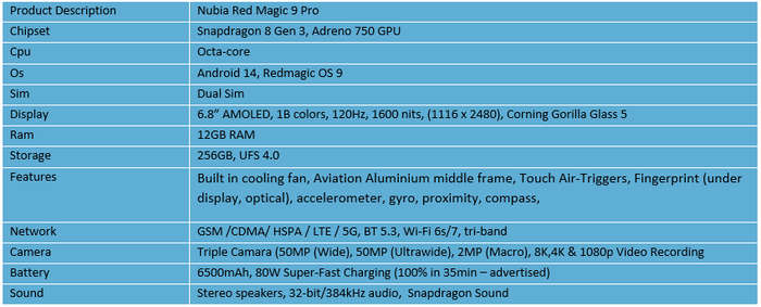 Nubia Red Magic 9 Pro GAMING PHONE