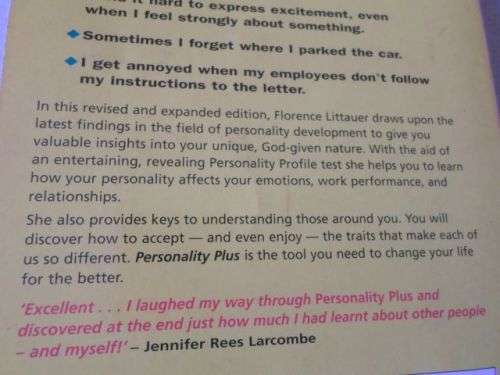 PERSONALITY PLUS - HOW TO UNDERSTAND OTHERS BY UNDERSTANDING YOURSELF - FLORENCE LITTAUER