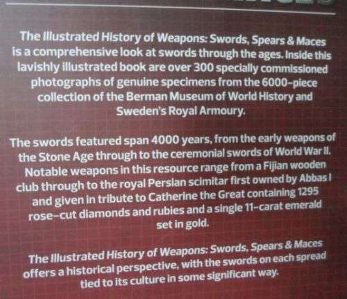 THE ILLUSTRATED HISTORY OF WEAPONS - SWORDS , SPEARS & MACES - DAVID SOUD (  weight 1 kg )