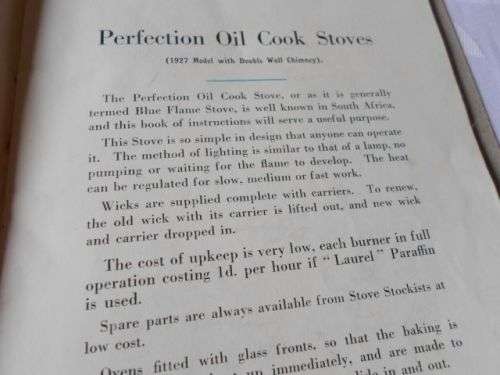 PERFECTION OIL COOK STOVES - VACUUM OIL COMPANY OF SOUTH AFRICA