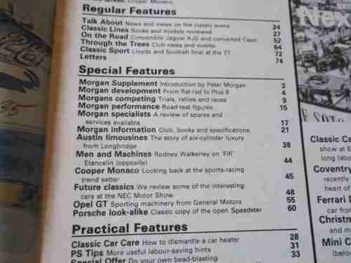 THOROUGHBRED & CLASSIC CARS MAGAZINE NOVEMBER 1980 ( MORGAN, AUSTIN, TRIUMPH GT6, OPEL GT ),
