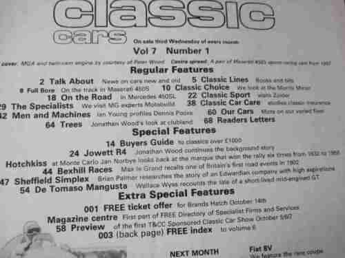 THOROUGHBRED & CLASSIC CARS MAGAZINE OCTOBER 1979 ( MASERATI 450S, MORRIS MINOR, MG, JOWETT R4 )
