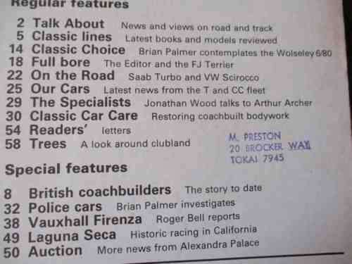 THOROUGHBRED & CLASSIC CARS MAGAZINE APRIL 1979 ( VAUXHALL FIRENZA, LAGUNA SECA, WOLSELEY 680, SAAB