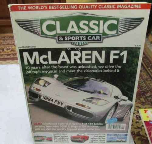 CLASSIC AND SPORTSCAR MAGAZINE SEPT 2003 ( TRIUMPH VITESSE, MORRIS MINOR, MAZDA MX-5, MCLAREN F1 )