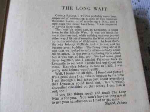 THE LONG WAIT - MICKEY SPILLANE ( 1953 FIRST EDITION  )