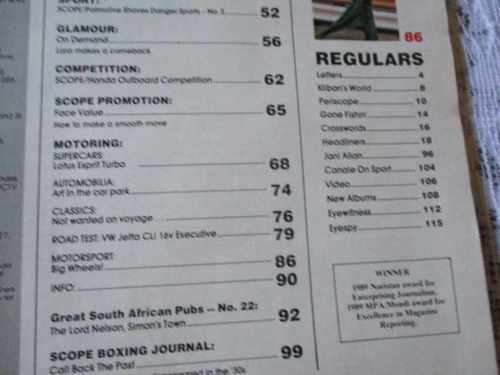 SCOPE MAGAZINE 14 DECEMBER 1990 ( PABLO ESCOBAR, CLIMBING, LOTUS ESPRIT, LORD NELSON, BOXING )