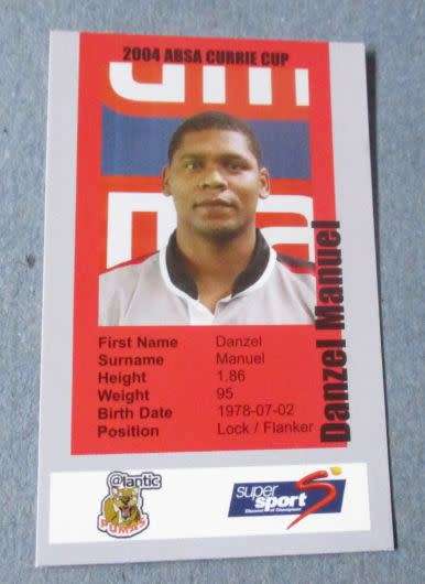 DANZEL MANUEL   - PUMAS RUGBY - 2004 CURRIE CUP - SUPER SPORT COLLECTORS CARD
