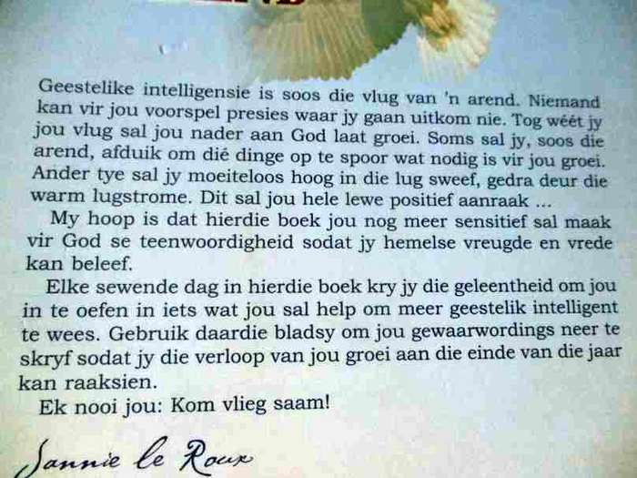 DIE GEES VAN N` AREND - BYBELSE DAGBOEK OOR GEESTELIKE INTELLIGENSIE - JANNIE LE ROUX