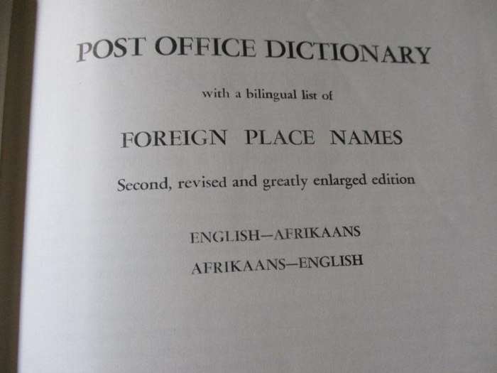 POST OFFICE DICTIONARY / POSKANTOORWOORDEBOEK 1960`s