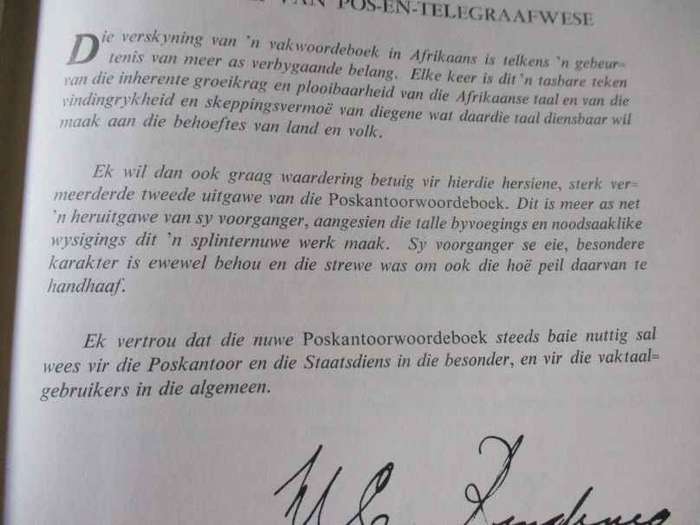 POST OFFICE DICTIONARY / POSKANTOORWOORDEBOEK 1960`s