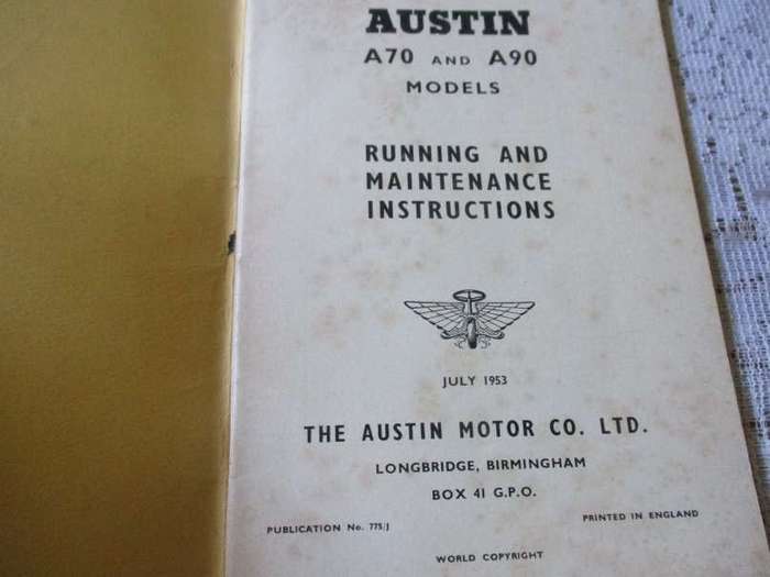 AUSTIN A70 & A90 MODELS - RUNNING AND MAINTENANCE INSTRUCTIONS
