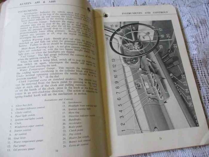 AUSTIN A95 & A105 MODELS   - RUNNING AND MAINTENANCE INSTRUCTIONS