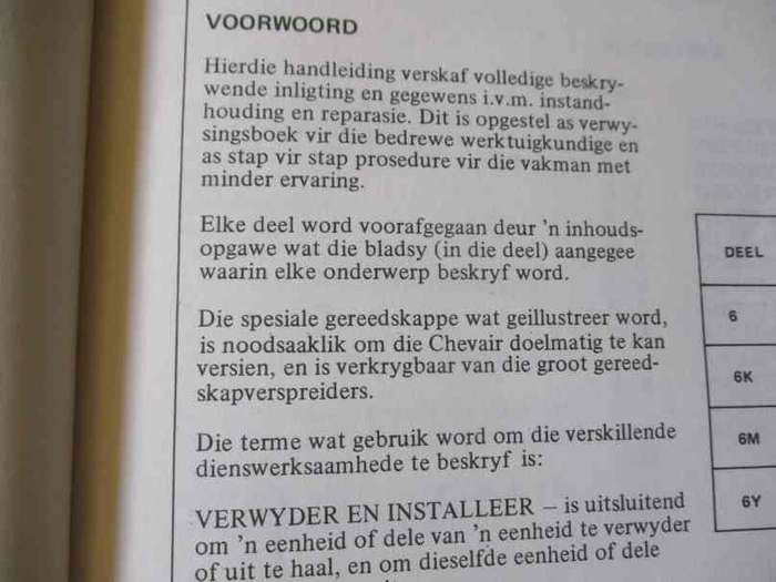 CHEVAIR WORKSHOP MANUAL VOL 2 / CHEVAIR WERKSWINKEL-HANDLEIDING DEEL 2