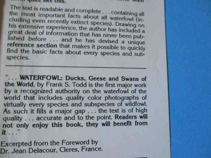 WATERFOWL, DUCKS, GEESE & SWANS OF THE WORLD - FRANK S TODD