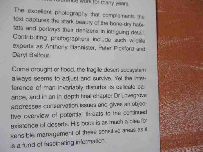 THE LIVING DESERTS OF SOUTHERN AFRICA - BARRY LOVEGROVE