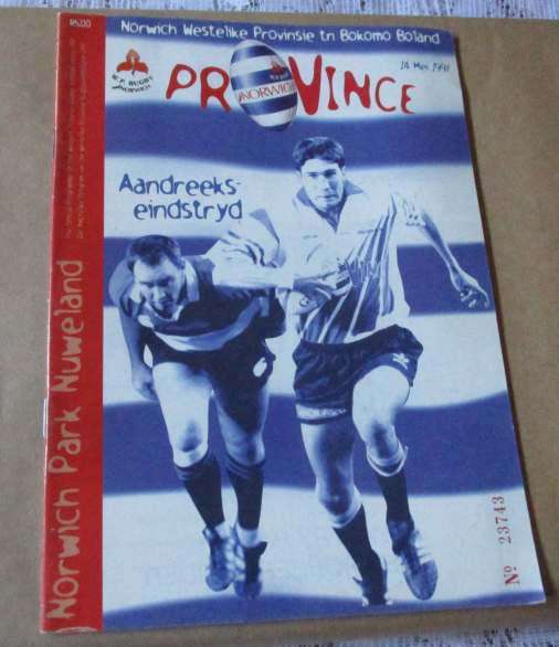 WP vs BOLAND 14 MEI  1997 - RUGBY PROGRAMME