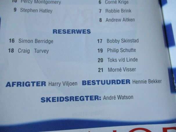 WP vs BOLAND 14 MEI  1997 - RUGBY PROGRAMME