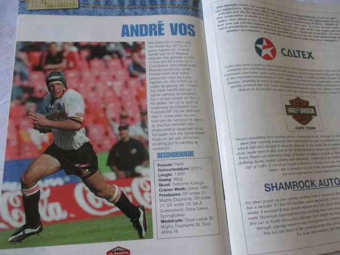 WP vs LIONS   21 OCTOBER 2000 - RUGBY PROGRAMME