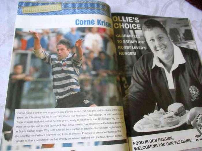 WP vs LIONS   21 OCTOBER 2000 - RUGBY PROGRAMME