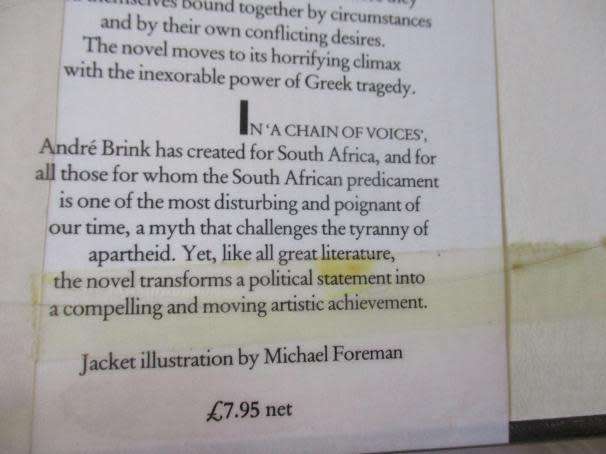 A CHAIN OF VOICES   - ANDRE` BRINK ( HARDCOVER )