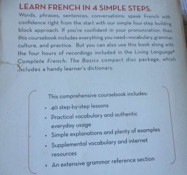 FRENCH - COMPLETE COURSE - THE BASICS - LEARN IN 4 SIMPLE STEPS ! - LIVING LANGUAGE SERIES