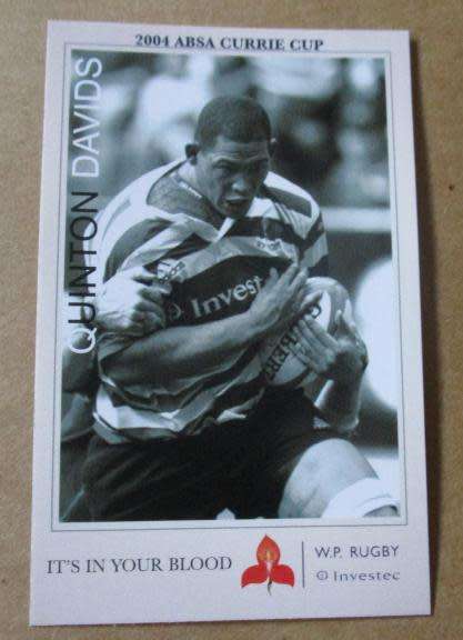 QUINTON DAVIDS - WP RUGBY - 2004 CURRIE CUP SUPER SPORT  COLLECTORS CARD