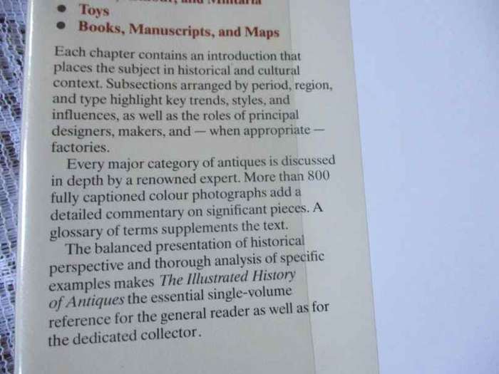 THE ILLUSTRATED HISTORY OF ANTIQUES - THE ESSENTIAL REFERENCE FOR ALL ANTIQUE LOVERS AND COLLECTORS