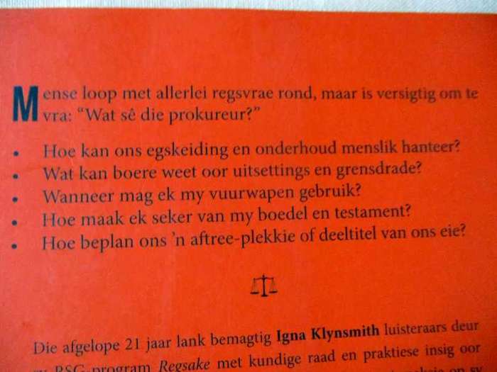 WAT SE DIE PROKUREUR ? - REGSAKE WAT JOU RAAK - IGNA KLYNSMITH