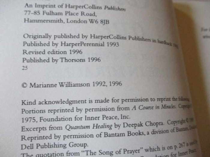 A RETURN TO LOVE - REFLECTIONS ON THE PRINCIPLES OF A COURSE IN MIRACLES - MARIANNE WILLIAMSON