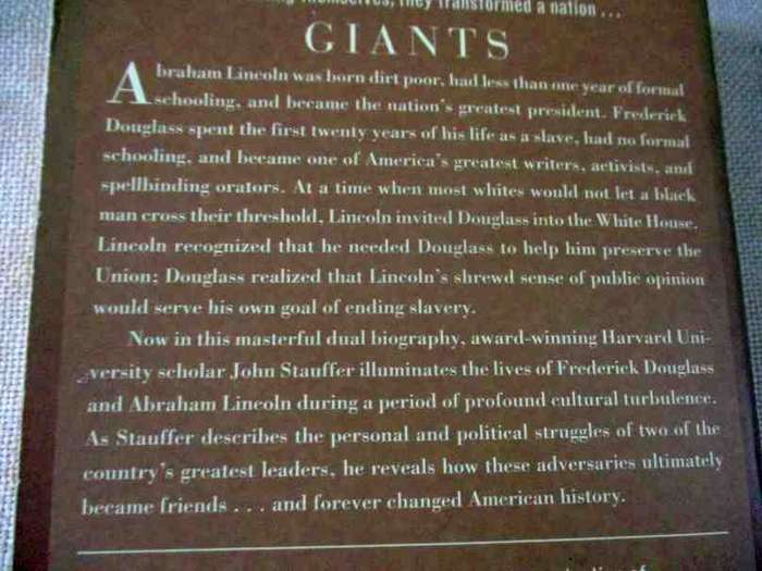 GIANTS - THE PARALLEL LIVES OF FREDERICK DOUGLASS AND ABRAHAM LINCOLN - JOHN STAUFFER