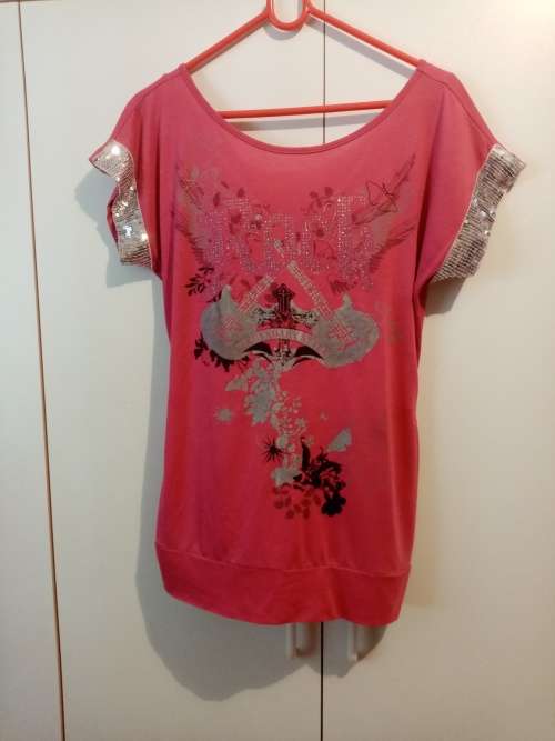 Pink printed top with ruched back 34-36